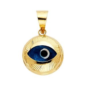14K Yellow Gold  Evil Eye Fluted Pendant